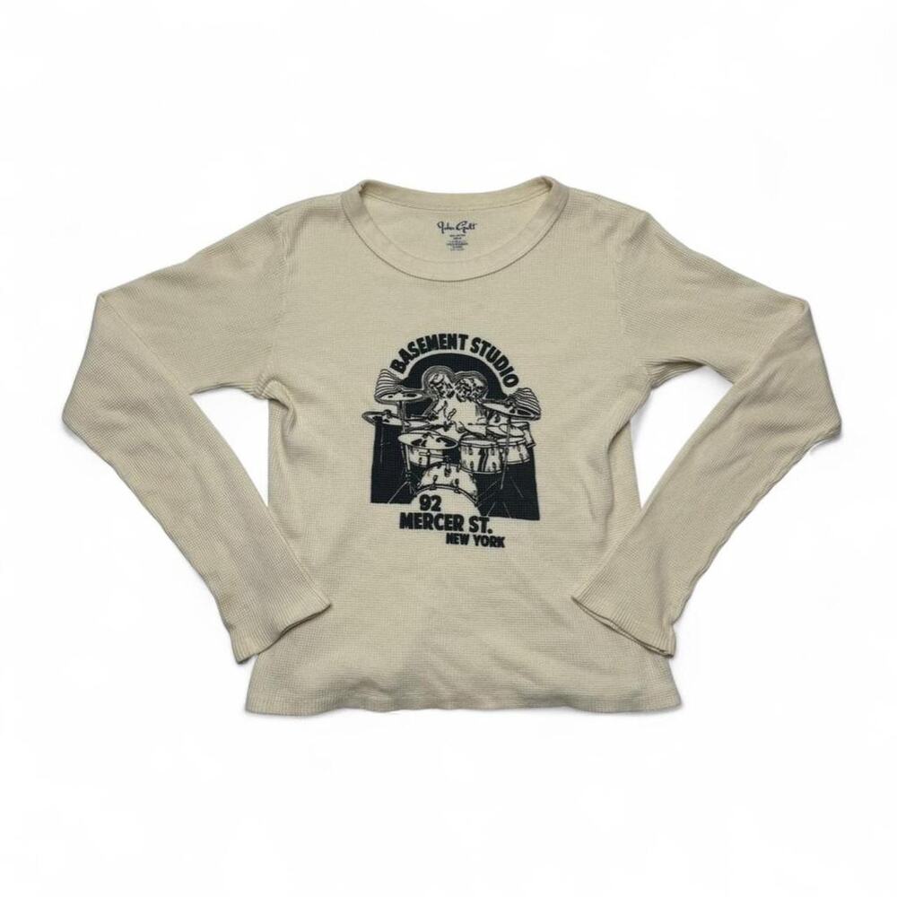 Brandy Melville John Galt Baby Tee Fitted Long Sleeve Scoop 100%Cotton One Size - Picture 5 of 6